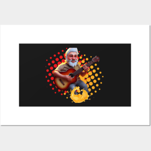 Gnome Musicians Guitar Halftone Splash Posters and Art